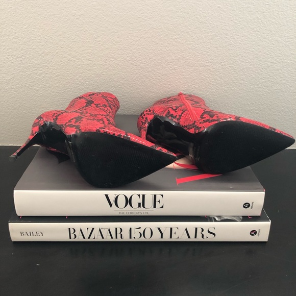 Red & Black Snake Ankle Boots - Picture 5 of 8